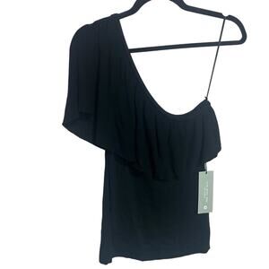 NWT REVOLVE One Grey Day Harper Lane S One Shoulder Ruffle Sweater
